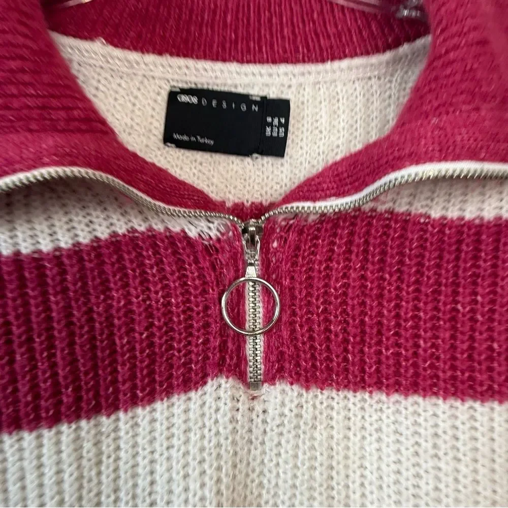ASOS Design Pink and‎ White Rugby Striped Women's Sweater Size 4 Preppy